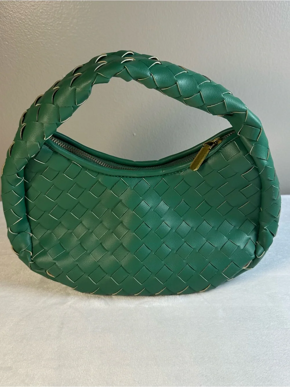 Green Woven Hobo Shoulder Bag
